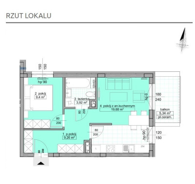 Dwupokojowe mieszkanie 42,26 m2, osiedle Wilkowyja