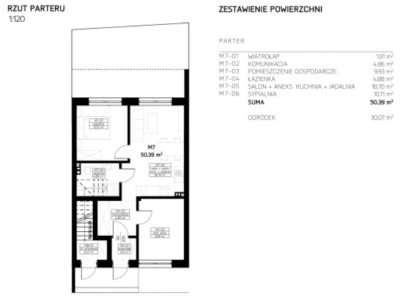 Trzypokojowe mieszkanie 50,39 m2 | taras + ogródek